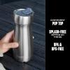 imageSwell Commuter Lid 188 Stainless Steel Lid with Pop Top Splash Free Sipping On The Go BPA Free