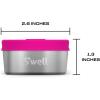 imageSwell Stainless Steel Condiment Container Set of Two 2oz Black Single Walled Durable Construction Leakproof Silicone Lids Dishwasher SafeDragonfruitKiwi