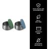 imageSwell Stainless Steel Condiment Container Set of Two 2oz Black Single Walled Durable Construction Leakproof Silicone Lids Dishwasher SafeSkyMatcha Silver Lining