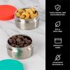 imageSwell Stainless Steel Condiment Container Set of Two 2oz Black Single Walled Durable Construction Leakproof Silicone Lids Dishwasher SafeTangerineTurquoise