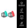 imageSwell Stainless Steel Condiment Container Set of Two 2oz Black Single Walled Durable Construction Leakproof Silicone Lids Dishwasher SafeTangerineTurquoise