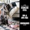 imageSwell Stainless Steel Pet Bowl 32oz Onyx for Small to Medium Size Dogs Mess Free Design with Non Slip Rubber Bottom Dishwasher Safe BPA FreePink Topaz