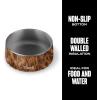 imageSwell Stainless Steel Pet Bowl 32oz Onyx for Small to Medium Size Dogs Mess Free Design with Non Slip Rubber Bottom Dishwasher Safe BPA FreeTeakwood