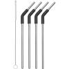 imageSwell Stainless Steel Straw Set Includes 4 Straws With Flexi Neck and Straw Cleaning Brush BPA Free