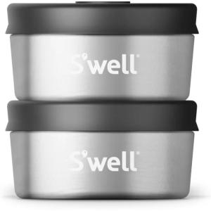 imageSwell Stainless Steel Condiment Container Set of Two 2oz Black Single Walled Durable Construction Leakproof Silicone Lids Dishwasher SafeBlack