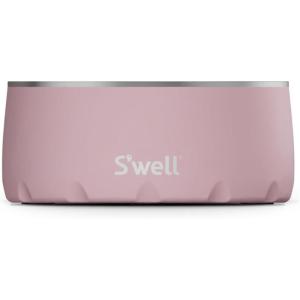 imageSwell Stainless Steel Pet Bowl 32oz Onyx for Small to Medium Size Dogs Mess Free Design with Non Slip Rubber Bottom Dishwasher Safe BPA FreePink Topaz