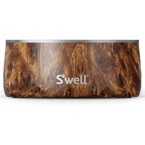 imageSwell Stainless Steel Pet Bowl 32oz Onyx for Small to Medium Size Dogs Mess Free Design with Non Slip Rubber Bottom Dishwasher Safe BPA FreeTeakwood