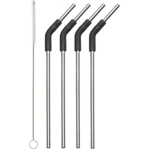 imageSwell Stainless Steel Straw Set Includes 4 Straws With Flexi Neck and Straw Cleaning Brush BPA Free