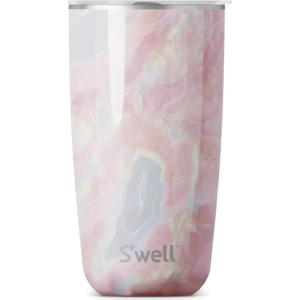 imageSwell Stainless Steel Tumbler with SlideOpen Lid 18oz Rose Agate Triple Layered Vacuum Insulated Containers Keeps Drinks Cold for 12 Hours and Hot for 4 BPA FreeGeode Rose