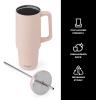 imageSwell Recycled Stainless Steel Tumbler XL with Straw and Handle 30oz Hydrangea Pink Triple Layered Vacuum Insulated Containers Keeps Drinks Cold for 36 hours and Hot for 9Himalayan Salt