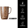 imageSwell Stainless Steel Mug with Handle 16oz Pink Topaz Triple Layered Vacuum Insulated Containers Keeps Drinks Cold for 10 Hours and Hot for 3 BPA FreeTeakwood