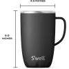 imageSwell Stainless Steel Mug with Handle 16oz Pink Topaz Triple Layered Vacuum Insulated Containers Keeps Drinks Cold for 10 Hours and Hot for 3 BPA FreeOnyx