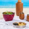 imageSwell Stainless Steel Salad Bowl Kit  64oz Azurite  Comes with 2oz Condiment Container and Removable Tray for Organization  LeakProof Easy to Clean Dishwasher SafeWild Cherry
