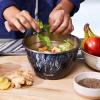imageSwell Stainless Steel Salad Bowl Kit  64oz Azurite  Comes with 2oz Condiment Container and Removable Tray for Organization  LeakProof Easy to Clean Dishwasher SafeAzurite Marble