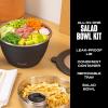 imageSwell Stainless Steel Salad Bowl Kit  64oz Azurite  Comes with 2oz Condiment Container and Removable Tray for Organization  LeakProof Easy to Clean Dishwasher SafeOnyx