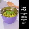 imageSwell Stainless Steel Salad Bowl Kit  64oz Azurite  Comes with 2oz Condiment Container and Removable Tray for Organization  LeakProof Easy to Clean Dishwasher SafeHillside Lavender