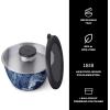 imageSwell Stainless Steel Salad Bowl Kit  64oz Azurite  Comes with 2oz Condiment Container and Removable Tray for Organization  LeakProof Easy to Clean Dishwasher SafeAzurite Marble
