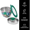 imageSwell Stainless Steel Salad Bowl Kit  64oz Azurite  Comes with 2oz Condiment Container and Removable Tray for Organization  LeakProof Easy to Clean Dishwasher SafePaper Cutouts