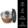 imageSwell Stainless Steel Salad Bowl Kit  64oz Azurite  Comes with 2oz Condiment Container and Removable Tray for Organization  LeakProof Easy to Clean Dishwasher SafeTeakwood