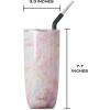imageSwell Stainless Steel Tumbler with Straw and SlideOpen Lid 24oz Peacock Blue Triple Layered Vacuum Insulated Containers Keeps Drinks Cold for 18 Hours and Hot for 5 BPA FreeGeode Rose