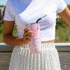 imageSwell Stainless Steel Tumbler with Straw and SlideOpen Lid 24oz Peacock Blue Triple Layered Vacuum Insulated Containers Keeps Drinks Cold for 18 Hours and Hot for 5 BPA FreeGeode Rose
