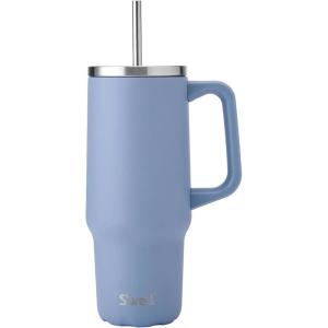 imageSwell Recycled Stainless Steel Tumbler XL with Straw and Handle 30oz Hydrangea Pink Triple Layered Vacuum Insulated Containers Keeps Drinks Cold for 36 hours and Hot for 9Hydrangea Blue