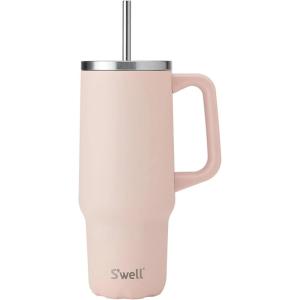 imageSwell Recycled Stainless Steel Tumbler XL with Straw and Handle 30oz Hydrangea Pink Triple Layered Vacuum Insulated Containers Keeps Drinks Cold for 36 hours and Hot for 9Himalayan Salt