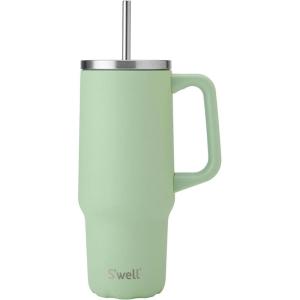 imageSwell Recycled Stainless Steel Tumbler XL with Straw and Handle 30oz Hydrangea Pink Triple Layered Vacuum Insulated Containers Keeps Drinks Cold for 36 hours and Hot for 9Pistachio