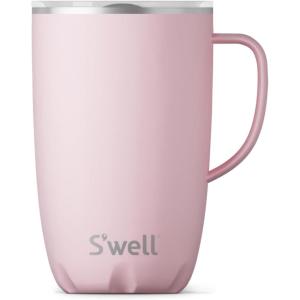 imageSwell Stainless Steel Mug with Handle 16oz Pink Topaz Triple Layered Vacuum Insulated Containers Keeps Drinks Cold for 10 Hours and Hot for 3 BPA FreePink Topaz