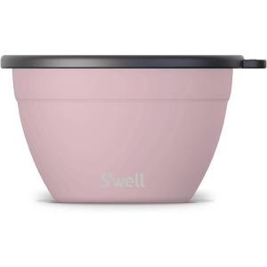 imageSwell Stainless Steel Salad Bowl Kit  64oz Azurite  Comes with 2oz Condiment Container and Removable Tray for Organization  LeakProof Easy to Clean Dishwasher SafePink Topaz