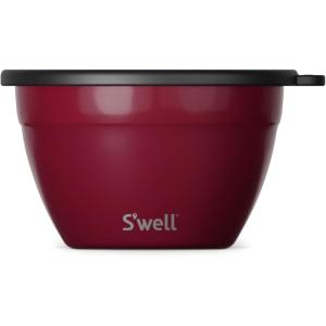 imageSwell Stainless Steel Salad Bowl Kit  64oz Azurite  Comes with 2oz Condiment Container and Removable Tray for Organization  LeakProof Easy to Clean Dishwasher SafeWild Cherry