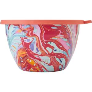 imageSwell Stainless Steel Salad Bowl Kit  64oz Azurite  Comes with 2oz Condiment Container and Removable Tray for Organization  LeakProof Easy to Clean Dishwasher SafeMarble Swirl