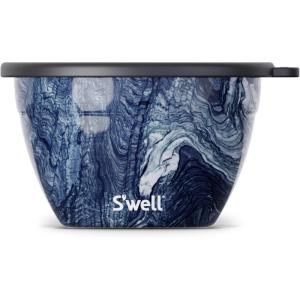 imageSwell Stainless Steel Salad Bowl Kit  64oz Azurite  Comes with 2oz Condiment Container and Removable Tray for Organization  LeakProof Easy to Clean Dishwasher SafeAzurite Marble