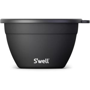 imageSwell Stainless Steel Salad Bowl Kit  64oz Azurite  Comes with 2oz Condiment Container and Removable Tray for Organization  LeakProof Easy to Clean Dishwasher SafeOnyx