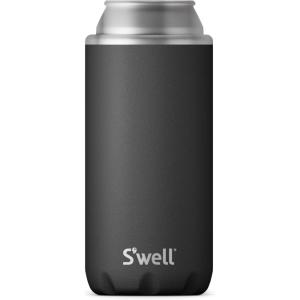 imageSwell Stainless Steel Slim Drink Chiller Fits Slim 12oz Cans and Bottles Onyx Triple Layered Vacuum Insulated Container Keeps Drinks Cold for Up To 6 Hours BPA Free
