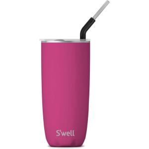 imageSwell Stainless Steel Tumbler with Straw and SlideOpen Lid 24oz Peacock Blue Triple Layered Vacuum Insulated Containers Keeps Drinks Cold for 18 Hours and Hot for 5 BPA FreeAzalea Pink