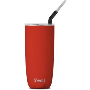 imageSwell Stainless Steel Tumbler with Straw and SlideOpen Lid 24oz Peacock Blue Triple Layered Vacuum Insulated Containers Keeps Drinks Cold for 18 Hours and Hot for 5 BPA FreePoppy Red