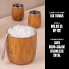 imageSwell 67oz Stainless Steel Ice Bucket with Tongs  TripleLayered VacuumInsulated BPAFree BarwareTeakwood