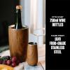 imageSwell Stainless Steel Wine Chiller Holds 750ml Bottle Calacatta Gold Triple Layered Vacuum Insulated Container Keeps Bottles Chilled for Longer BPA Free BarwareTeakwood