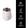 imageSwell Stainless Steel Wine Tumbler 9oz Teakwood Triple Layered Vacuum Insulated Container Keeps Drinks Colder for Longer BPA Free BarwareCalacatta Gold