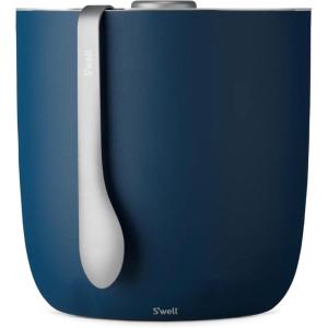 imageSwell 67oz Stainless Steel Ice Bucket with Tongs  TripleLayered VacuumInsulated BPAFree BarwareAzurite