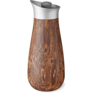 imageSwell Stainless Steel Carafe with Silicone Lid 15L Teakwood Triple Layered Vacuum Insulated Container Keeps Drinks Colder for Longer BPA Free BarwareTeakwood