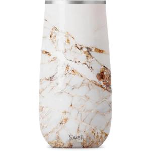 imageSwell Stainless Steel Champagne Flute 6oz Teakwood Triple Layered Vacuum Insulated Container Keeps Drinks Colder for Longer BPA Free BarwareCalacatta Gold