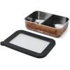 imageSwell Stainless Steel Bento Box Azurite Marble Fits One Large Entree Or Small Entree And Snack Includes Removable Divider Leakproof Easy to Clean Dishwasher SafeTeakwood