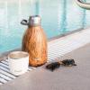 imageSwell Stainless Steel Roamer Bottle64 Fl OzTeakwood TripleLayered VacuumInsulated Containers Keeps Drinks Cold for 72 Hours and Hot for 24BPAFree Travel Water Bottle 64ozTeakwood