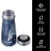 imageSwell Stainless Steel Traveler 16oz Teakwood Triple Layered Vacuum Insulated Containers Keeps Drinks Cold for 24 Hours and Hot for 12 BPA Free Easy Carrying On the GoAzurite Marble