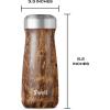 imageSwell Stainless Steel Traveler 16oz Teakwood Triple Layered Vacuum Insulated Containers Keeps Drinks Cold for 24 Hours and Hot for 12 BPA Free Easy Carrying On the GoTeakwood