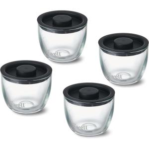 imageSwell 12oz Glass Prep Bowl Set of 4 For Easy Meal Prep Black Made From Durable Tempered Glass Nests Inside 215oz Swell EatsClear