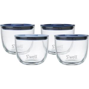 imageSwell 12oz Glass Prep Bowl Set of 4 For Easy Meal Prep Black Made From Durable Tempered Glass Nests Inside 215oz Swell EatsCoastal Blues