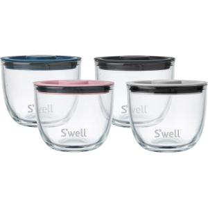 imageSwell 12oz Glass Prep Bowl Set of 4 For Easy Meal Prep Black Made From Durable Tempered Glass Nests Inside 215oz Swell EatsSwell Signatures